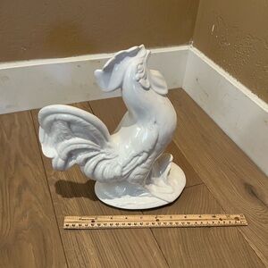 White Ceramic Rooster Art Piece